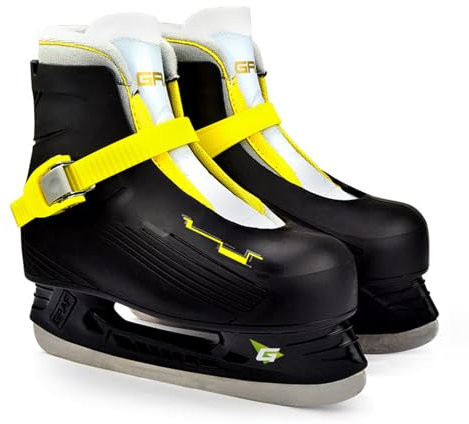 LuminescentDream Jugend Eishockey Schlittschuhe- Ice Freizeitschlittschuh für Mädchen Jungen- Integrierte Halterung Eislaufschuhe mit Schnellschnürsystem & Push-Lock-Schnalle- Farbe: schwarz,rosa