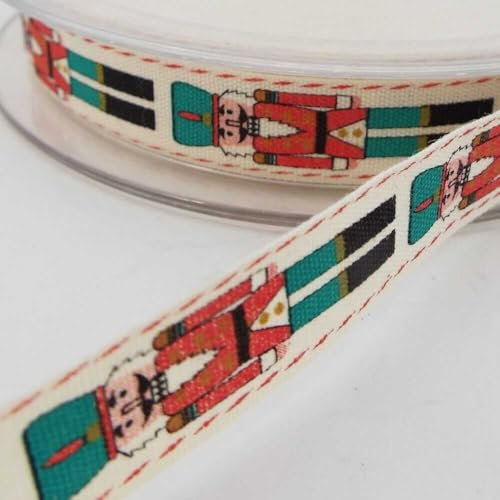 Cotton Ribbon 15mm Christmas Print Tape Vintage Style 11 Design 2 4 Meters 930D, 092 Nutcracker Soldier, 1 Metre