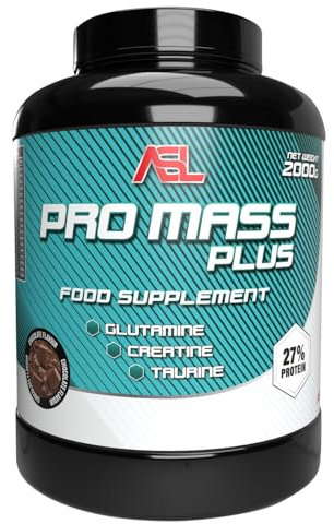 ASL PRO MASS Chocolat - Gainer Prise de Masse & Muscle Sec - Protéines & Glucides Complexes - Créatine, Taurine & Glutamine - Digestion Optimisée - Idéal Prise de Poids & Récupération - 2 kg