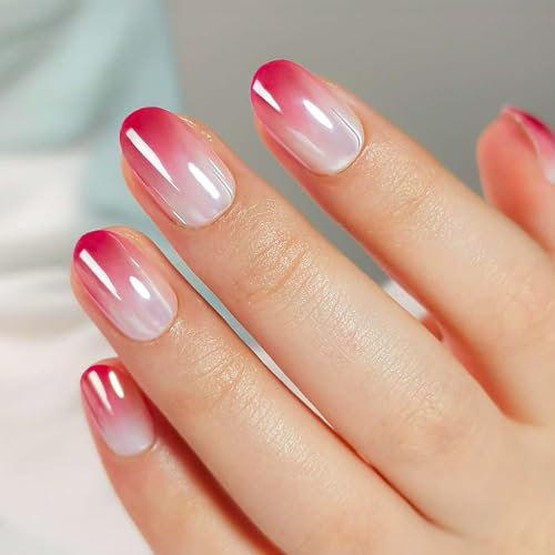 MOYOU LONDON Gel Press On Nails - Elegant Short Oval Shape, Long-lasting & Comfortable Soft Fake Nails with Glue, Reusable Natural Stick On Nails for Women, 32 Pcs in 16 Sizes