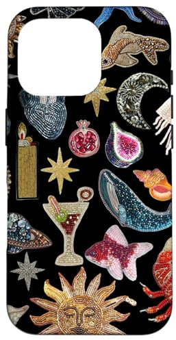 Sun Moon Star Mosaic Charm Collage Y2K Case for iPhone 16 Pro