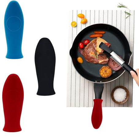 Silicone Hot Handle Holder 3pcs Silicone Pan Handle Covers Heat Resistant Pan Handle Covers for Cast Iron Skillets Flexible, And Easy to Clean
