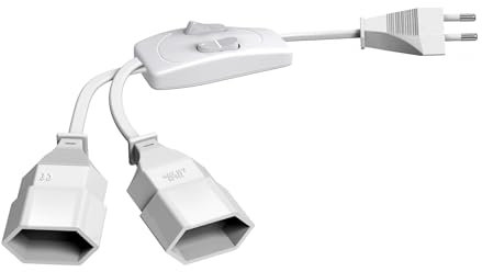 Eurostecker Verlängerung mit Schalter 1 Stück, Eurostecker Verteiler, PABANCE Euro-Verlängerung Euro-Stecker Typ C (Gerade) an Euro-Buchse, Eurostecker Verlängerung Kabel Weiß