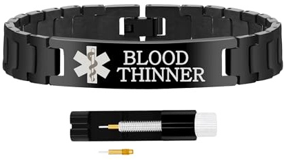 Uloveido Medizinisches ID-Armband made of stainless steel für Männer und Frauen | Kostenlose Gravur im Uhrenarmband-Stil, Alarmarmband | Personalisiertes Medic-ID-Armband für Papa