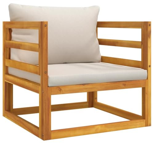 Eleganz Gartensessel aus Akazien-Massivholz mit hellgrauen Kissen – Langlebig & pflegeleicht – Perfekt für Garten & Terrasse