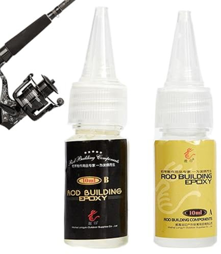 2 pezzi Colla di riparazione delle canne da pesca, epossidico trasparente da 10 ml per canna da zattera, cassetta, anello di guida per la pesca, riparazione della punta fai -da -te