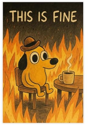 OAHFDF Leinwandposter This Is Fine Meme, Schlafzimmerdekoration, Landschaft, Büro, Raumdekoration, Geschenk, 20 x 30 cm