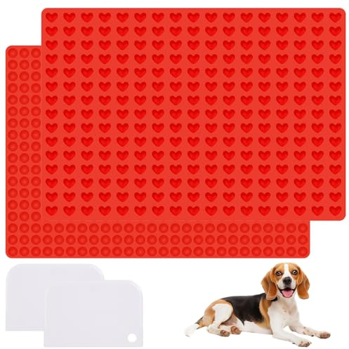Backmatte Hundekekse 2 Stück Silikonform Hundeleckerli Mit 2 Teigschabern | Silikon Backmatte Hundeleckerli(1,6 cm 255 Herzform + 1,2 cm 468 Halbkugelform) for Dog Biscuits Chocolate