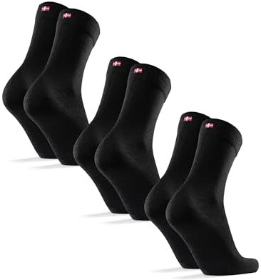 DANISH ENDURANCE 3 Paar Premium Merinowolle Socken, Businesssocken, Warme Wollsocken, Anti-Blasen, Atmungsaktiv, für Herren & Damen, Schwarz, 35-38