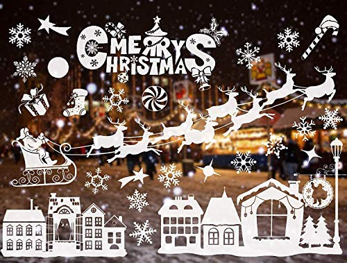 Sinwind Weihnachten Fenstersticker, Fensteraufkleber PVC Fensterbilder Weihnachten Fensterdeko selbstklebend Fensterfolie Weihnachtsdekoration