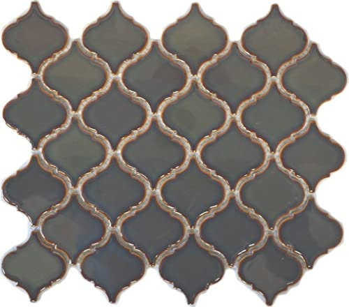 Retro Vintage Mosaik Fliesen Mosaikfliesen Keramikmosaik Keramik Kachel Florentiner altgrün glänzend