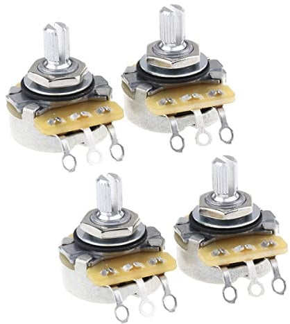 CTS 450 Series B500K Split Shaft Fine 24-Splines Linear Taper Potentiometer for Electric Guitar Bass, 10% Tolerance (Set of 4)
