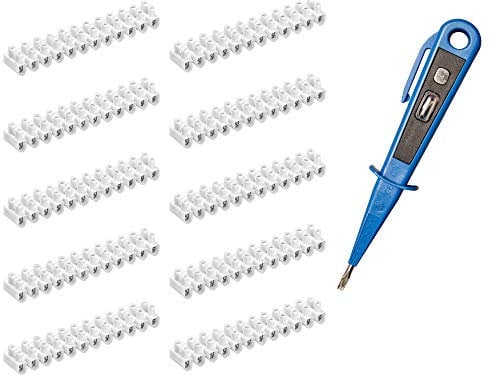 H + H Werkzeug 10 x Lüsterklemmen-SET + 1 x Spannungsprüfer/Phasenprüfer 45300 VDE (Lüsterklemmleiste Lüster Klemme Schraubklemme)