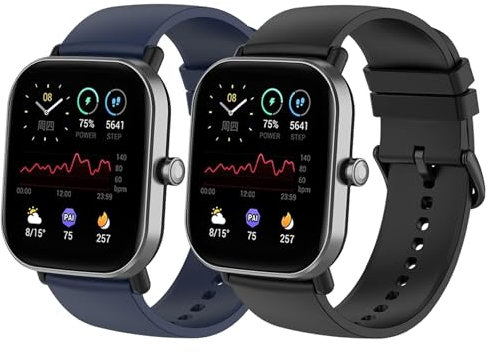 SenMore 20mm Cinturino per Amazfit GTS 2 Mini Lightweight Bracciale Universale in Sport Cinturino Sportivo per Gear S2 Frontier/Classic, Watch 2, Amazfit Bip Younth (20mm, Black&Blue)