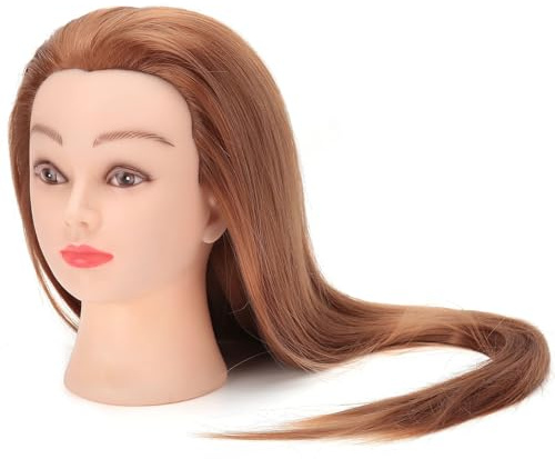 Frisierkopf Übungskopf, Trainingsköpfe Professioneller Schminkkopf Perückenkopf Puppenkopf Perücken-Übungspuppe mit synthetischen Haaren 66 cm für Friseur Cosmetologie Modell