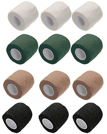 12 Rotoli Benda Coesiva,Non tessuto, Fasciatura Adesiva Elastica, Autoadesivi Elastica Bendaggi, Autoadesivi Pronto Soccorso,Fasciatura di pronto soccorso per infortunio alla caviglia