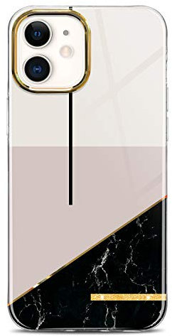 JAHOLAN iPhone 12 Hülle - Schutzhülle iPhone 12 Pro Hart Schlank - Marmor Design Schwarzgrau