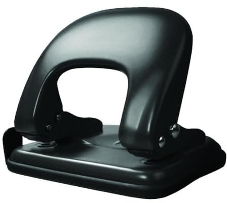 Metall-Locher Schwarz matt Bürolocher für 25 Blatt Anschlagschiene mit Formatvorgaben Papierlocher Puncher Lochdurchmesser 6 mm Lochabstand 8 cm für Zuhause Büro Schule und unterwegs