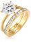 Elli Ring Damen Band Set Solitär Glamourös mit Kristallen in 925 Sterling Silber