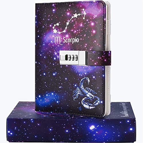 Nitukany Diary with Lock for Girls Locked Womens Writing Journal with Combination Locks Constellation Locking Adult Personal Notebooks A5 (8.5 X 5.9)