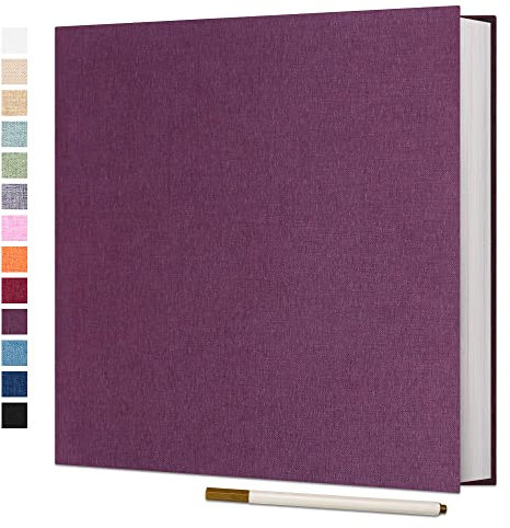 Vienrose Fotoalbum Selbstklebend 10x15 Fotoalbum Einkleben und zum Selbstgestalten Groß leinen Photoalbum mit 60 Weißen Seiten, Hochzeit Jahrestag Geburtstag Geschenke 28x27cm, mit Metallic-Stift