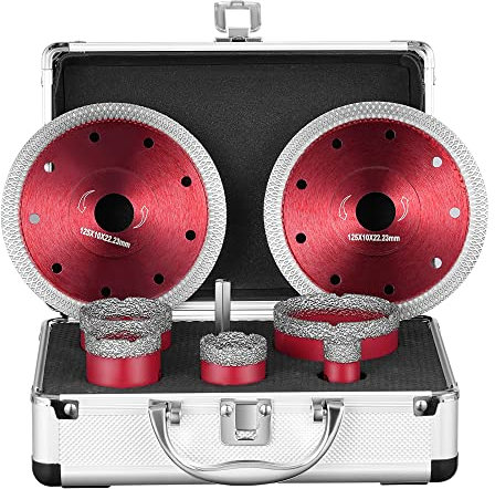 GJCrafts Punte Diamantate per Trapano 20/35/40/50/68MM Sega a Tazza Diamantate con 2 Dischi da Taglio e Adattatore M14, 8 Pezzi Frese per Piastrelle con Scatola Alluminio, per Vetro/Piastrelle/Granito