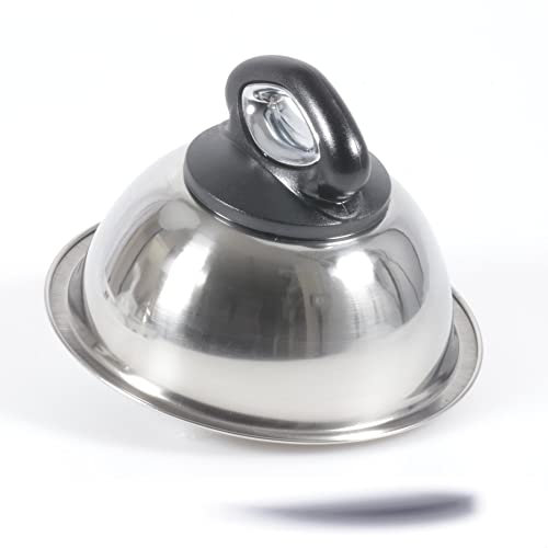 Kerafactum Abdeckhaube zum Grillen Überbacken von Cheeseburger Burgerglocke Burger Glocke Cloche Burgerhaube Haube für Hamburger Steaks bringt Käse zum Schmelzen Edelstahl Plancha Zubehör Black