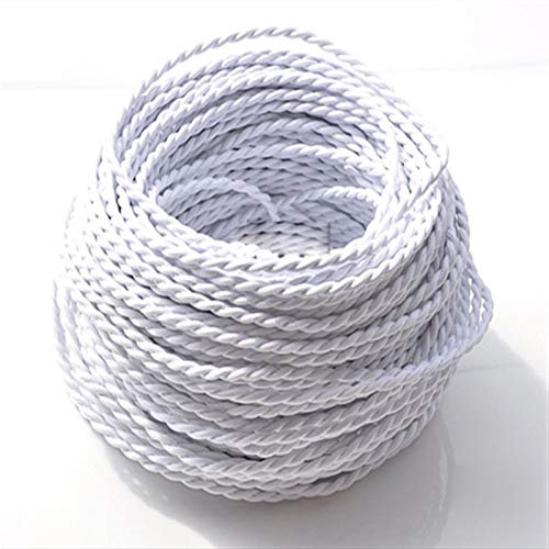Fil de cuivre électrique de 0,75 mm * 2, câble de Tissu torsadé Vintage tissé, 2 Cordon de câble Textile Pendentif câble éclairage (Color : White, Length : 1m)