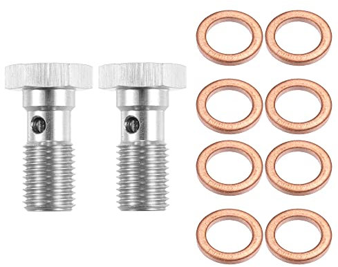 X AUTOHAUX 2 Pcs AN4 Filetage Turbo Frein Ligne Banjo Boulons Simple Banjo Boulon 25mm