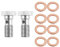 X AUTOHAUX 2 Pcs AN4 Filetage Turbo Frein Ligne Banjo Boulons Simple Banjo Boulon 25mm
