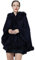 BEAUTELICATE Damen Kunstpelz Strick Poncho Cape Warm Umhang Gestrickt mit Kapuze Cardigan Brautjacke Bolero für Winter Hochzeit Abend Weihnachten (Marineblau mit Pelzkragen, Einheitsgröße)