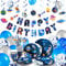 SUNBEAUTY 95 Pcs Décoration de Fête Thème l'espace Vaisselle de Fête d'anniversaire Assiettes, Gobelets, Pailles en Carton Ballon Kit Bleu Astronaute Decoration Anniversaire Fusée Party Deco