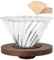 Lalord Glas Kaffeefilter mit 100 Stück Größe 02 Papierfilter, Kaffeetrichter mit Nussbaumgriff und Borosilikatglas, Pour Over Coffee Dripper, Hält für 1–3 Tassen