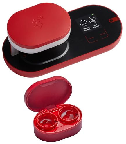 3N ReO2 Kontaktlinsenreiniger, Elektrophorese-Technologie, FDA 510K-Zulassung, mit Spiegel und Pinzette, Tiefenreinigung für weiche Linsen, Langzeit- und farbige Kontaktlinsen (Rot)