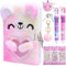 FRIUSATE Diary with Lock for Girls‘s Secret Fluffy Notebook and Pen Stationary Sets for Girls Teenager Kids with Coin Purse Keychain Stickers Ballpoint Pen Kids Writing Pink Stationary Sets
