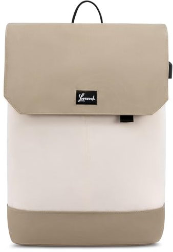LOVEVOOK Schulrucksack Mädchen Teenager 17 Zoll Rucksack Schule Teenager mit USB Ladeanschluss & Laptopfach, Anti Diebstahl School Bag for Women, Khaki Beige