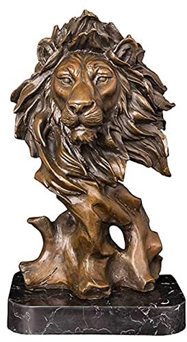 LUISAS Löwenkopf-Statue, Dekoration, Statue, Bronze-Skulptur, Künstler, Heimdekoration, Zubehör, Heißguss-Metallstatue, Kunsthandwerk, Geschenke