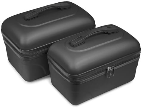 Set mit 2 großen Kosmetikkoffern – Hartschale, Reise-Kosmetiktasche Kinston, Schwarz