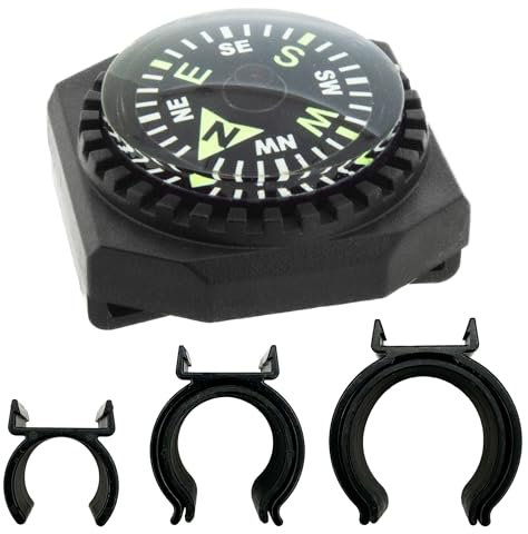 Sun Company MultiCompass - 4-in-1-Kompass mit Clip-Adaptern | Armbanduhr-Kompass mit Aufsätzen für Fahrrad, Skistock, Kajak oder SUP Paddel und mehr