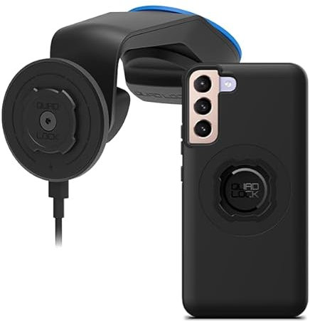 Quad Lock Windscreen/Dashboard Car Phone Holder with MAG Wireless Charging Head V2 and MAG Phone Case for Galaxy S22