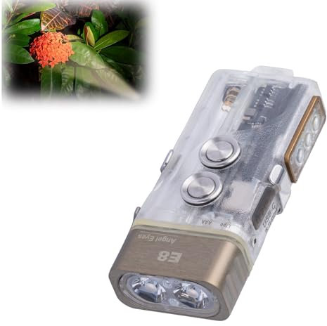 RovyVon Angel Eyes E8 Taschenlampe Hoher Cri, 500 Lumen, Wiederaufladbar, Schlüsselanhänger Taschenlampe, Dual Power AAA Taschenlampen mit Lockout-Modus, wasserdicht für Zuhause, Outdoor