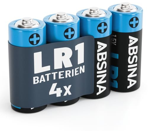 ABSINA 4x LR1 batteria N Lady per Apriporta da Garage, Calcolatrici e molto altro - Batteria LR1 Lady 1,5V Alcalina a tenuta stagna & con lunga durata - Pile LR1, batterie 1.5V, pile stilo