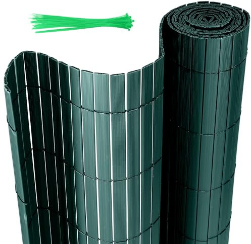 Joparri Canisse en PVC, Brise Vue en PVC Résistant aux UV, avec Serre-câbles, Renfort en 4 Poids, Revêtement de Balcon Opaque, 80 x 300 cm, Vert