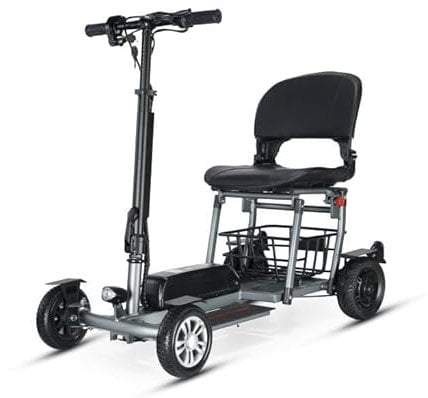 Foldable Electric Mobility Scooter Folding Mobility Scooter Mobility Chair Portable 4 Wheel Travel Scooter 8 ah Battery 15 KMH Speed 300W Powerful Motor