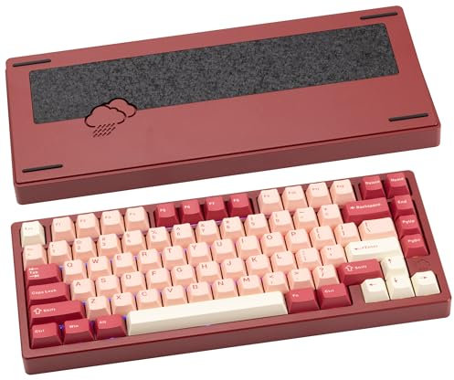 CutiePcs WOBKEY Rainy 75 Aluminum Cocoa Switch Mechanical Keyboard with Superior Acoustics, Wired, BT, 2.4G wireless Connectivity (Pro - Red Velvet)