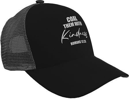 Coal Them with Kindness ROM. 12 20 Christian Mesh Trucker Hat – verstellbare Baseballkappe für Männer und Frauen, Schwarz
