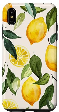 Hülle für iPhone XS Max Muster Kunst Zitrone Obst Vintage