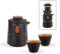 fanquare Service à Thé de Voyage Portatif avec Étui Théière Kung Fu Chinoise en Porcelaine Noire avec Infuseur Mini 1 Théière 3 Tasses pour l'extérieur