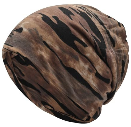 ZLYC Chemo Headwear Damen Slouchy Beanie Kopftuch Mütze Turban Covers Skull Cap, Camo Brown, Einheitsgröße
