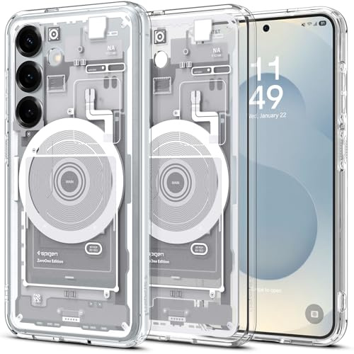 Spigen Ultra Hybrid MagFit für Samsung Galaxy S25 -Zero One White | Kompatibel mit MagSafe, Anti-Yellowing, Air Cushion Tech, Militär-Grade Schutz, Spigen Zero One Edition